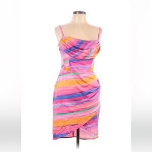 First Distraction the label pink watercolor satin corset dress, 10 UK 14 NWT